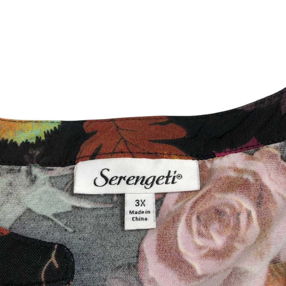 Serengeti Multicolor Floral Print Tunic Top Size 3X Button Front Boho Office - Picture 11 of 14